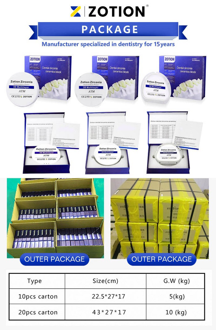 Zirconia Block Multilayer dental Zirconia blank package x Zirconia Block Multilayer dental Zirconia blank package x