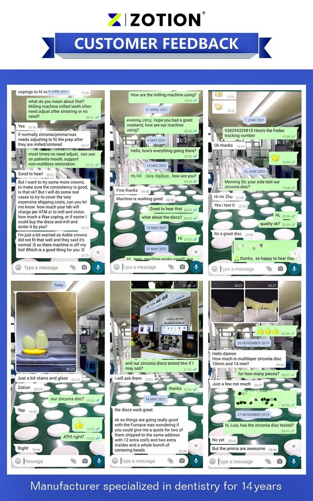 Biocompatible materials Dental Zirconia Block CUSTOMER feedback Biocompatible materials Dental Zirconia Block CUSTOMER feedback